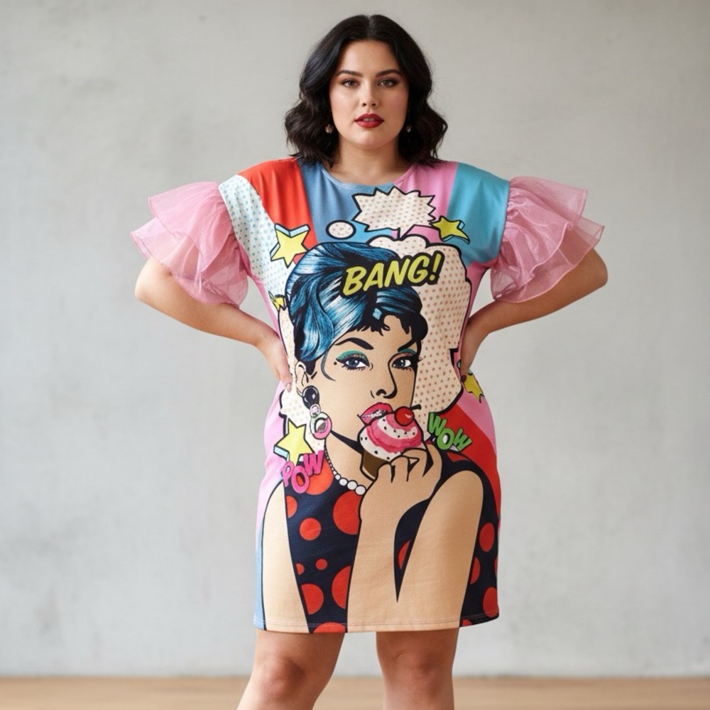 Pop Art Cartoon Art Comic Print mini dress